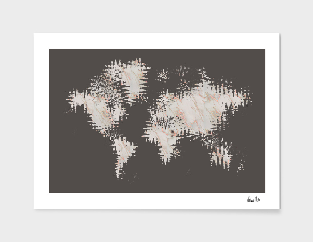 GRAPHIC ART Abstract World Map | rose gold & marble
