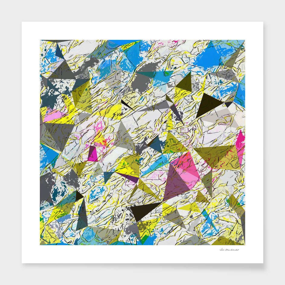 geometric triangle polygon pattern abstract in blue yellow