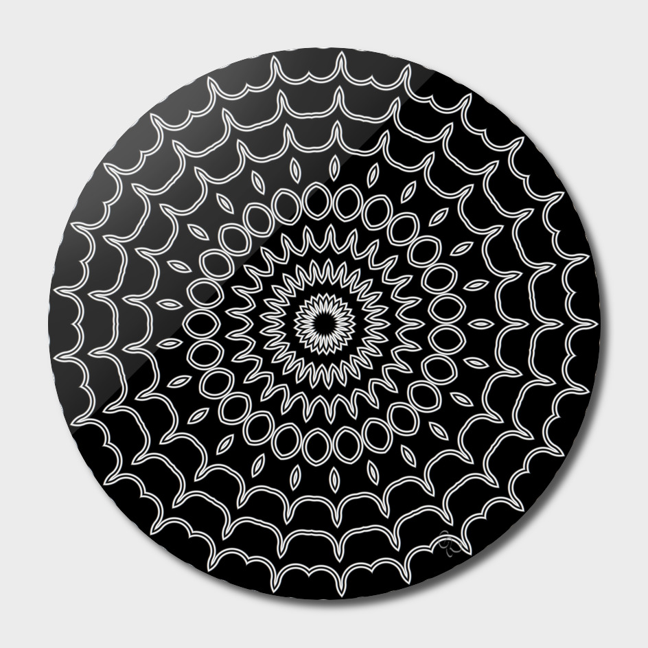 Mandala Fractal in Black and White