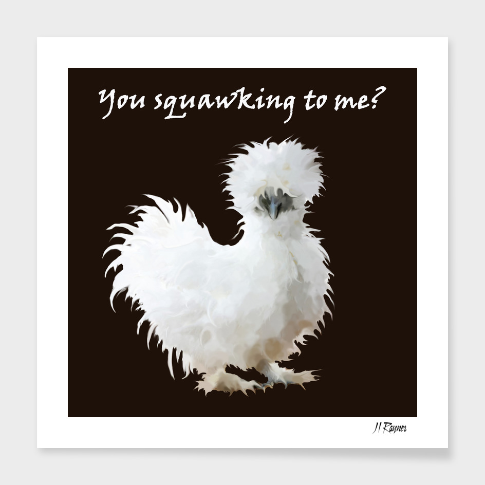 White Silkie Chicken Typography