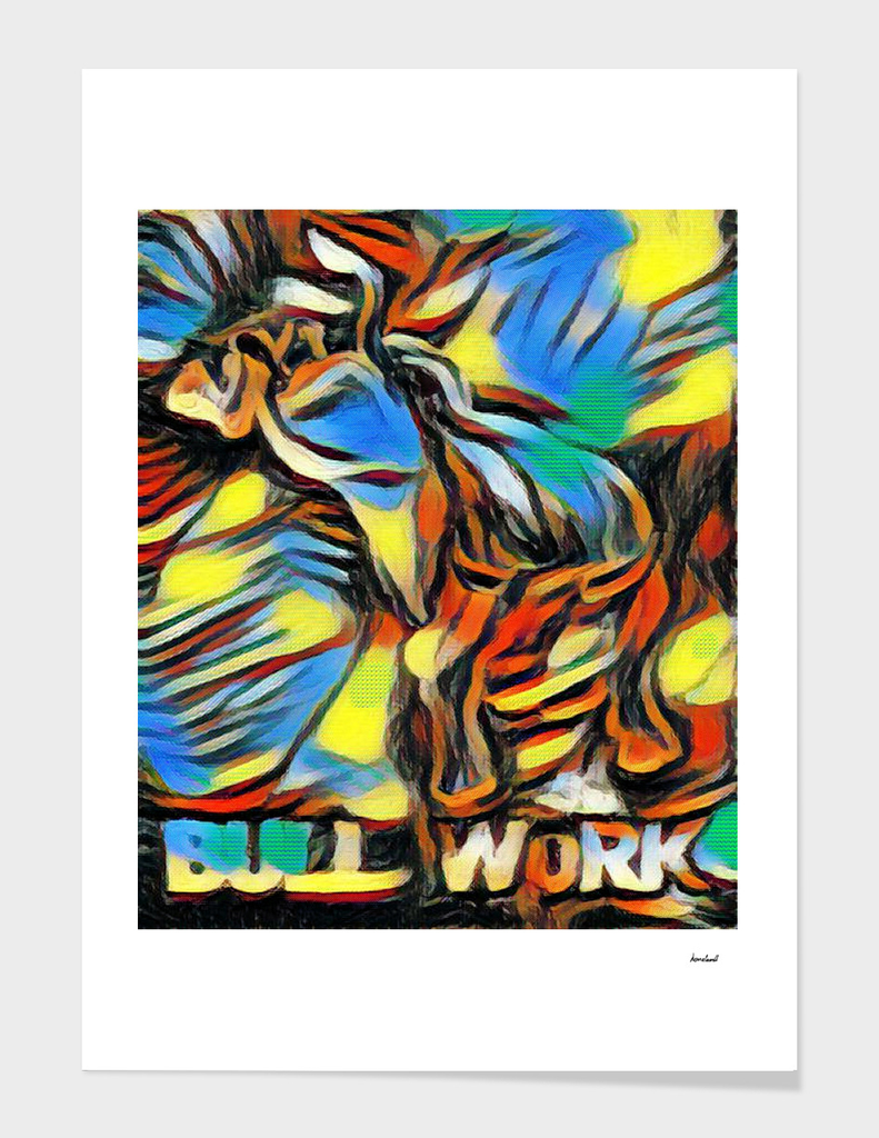 Bucking Bull Multi-Colored Abstract Original Artwok
