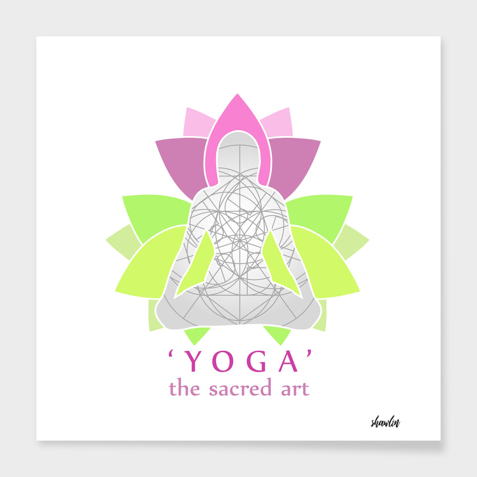 Woman in Yoga pose with text