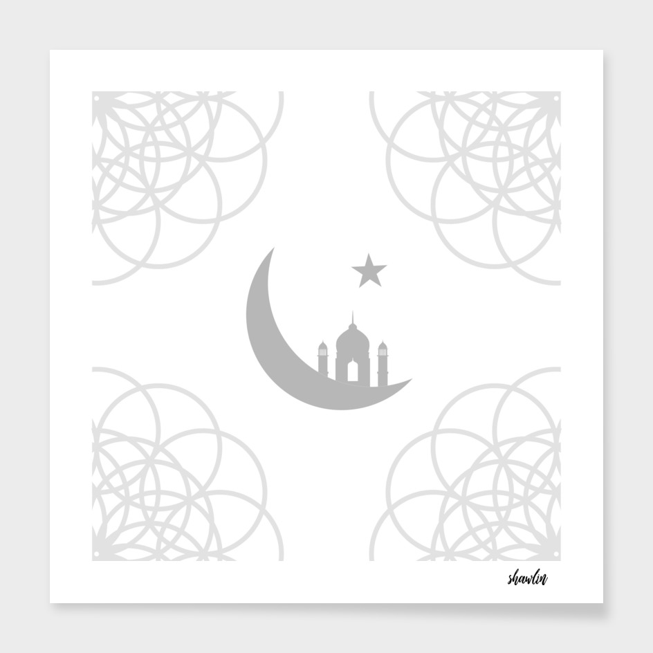 Mosque and crescent moon