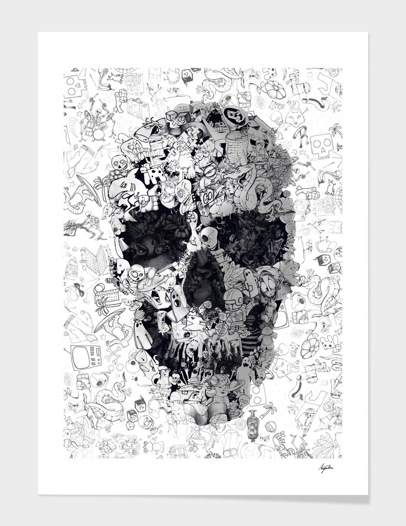 Doodle Skull - b&w