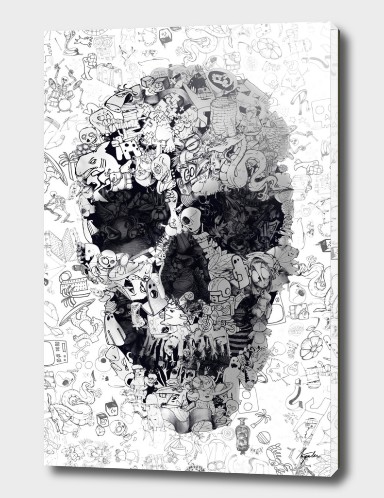 Doodle Skull - b&w