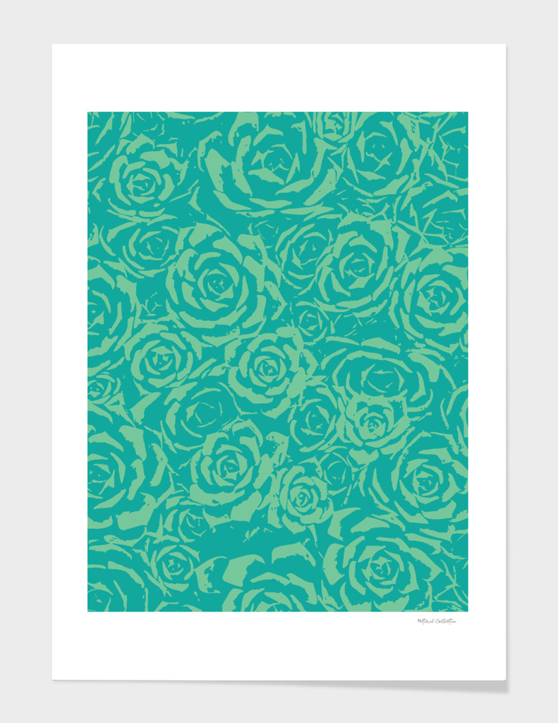 Succulent Stamp - Teal & Green #682