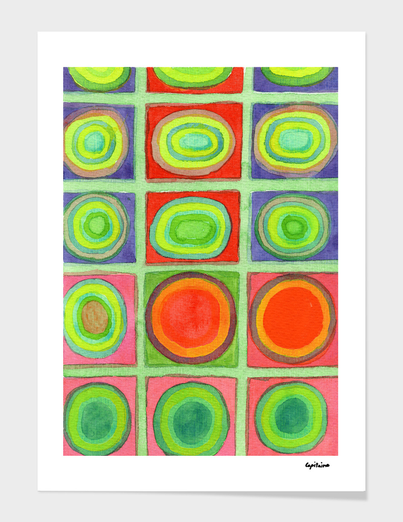 Green Grid filled with Circles and intense Colors