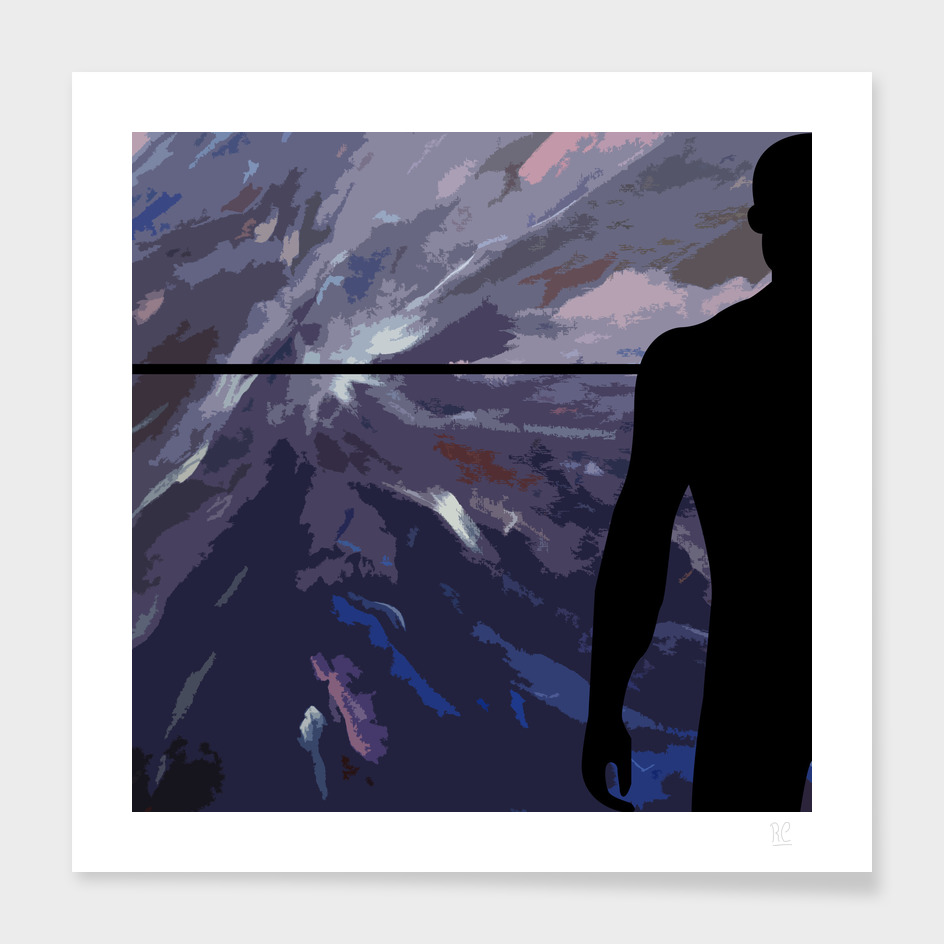 Horizon with black silhouette man