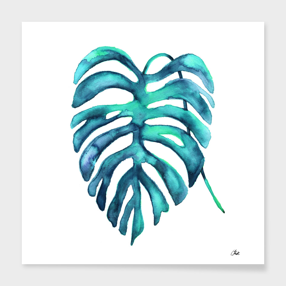 Watercolor Blue Palm2
