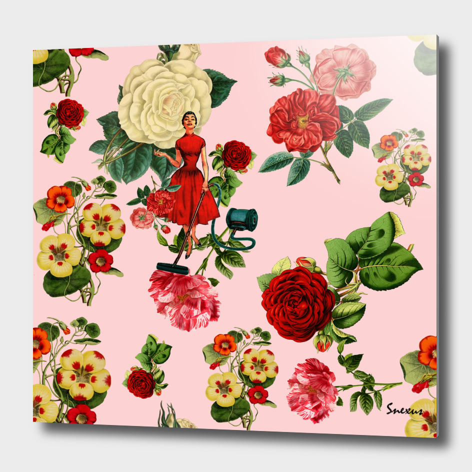 Keep it clean floral collage pink