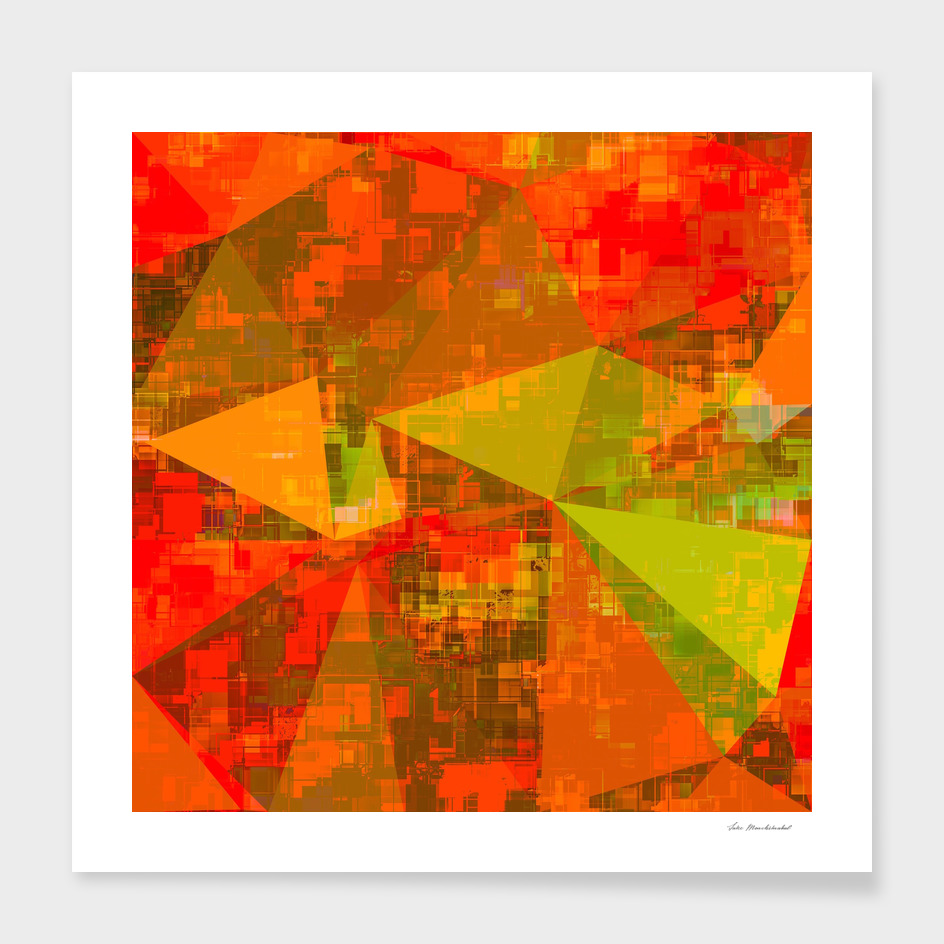 geometric triangle polygon pattern abstract in orange green