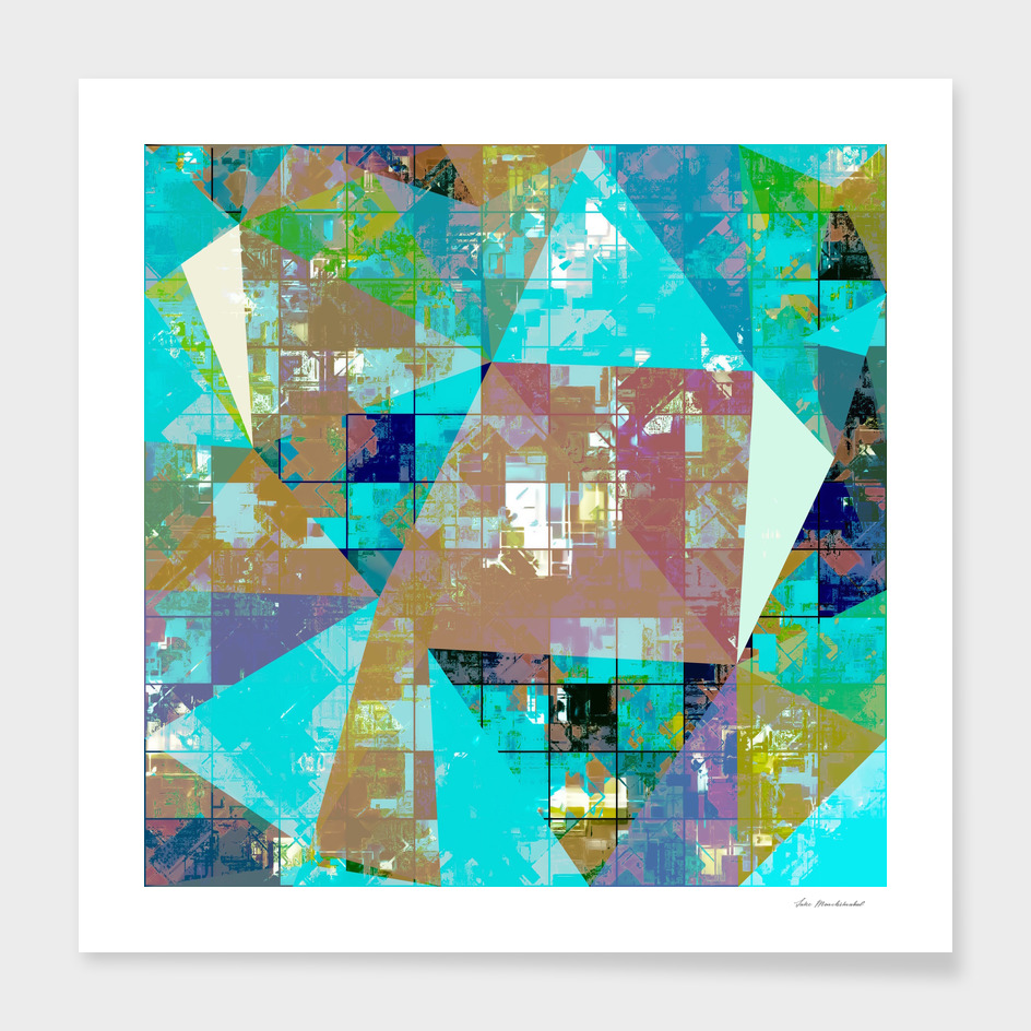 geometric triangle polygon pattern abstract in blue green