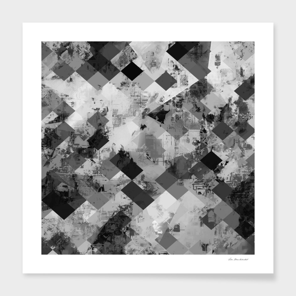 geometric square pixel pattern abstract in black and white