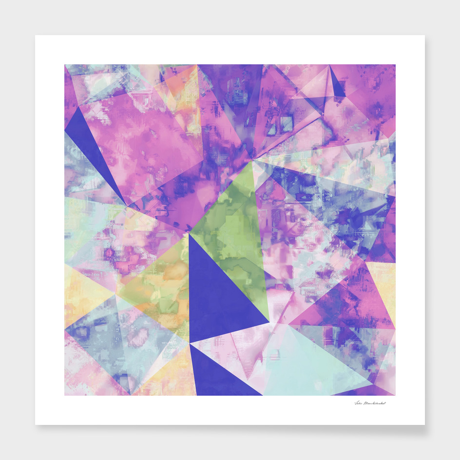 geometric triangle polygon pattern abstract in pink blue