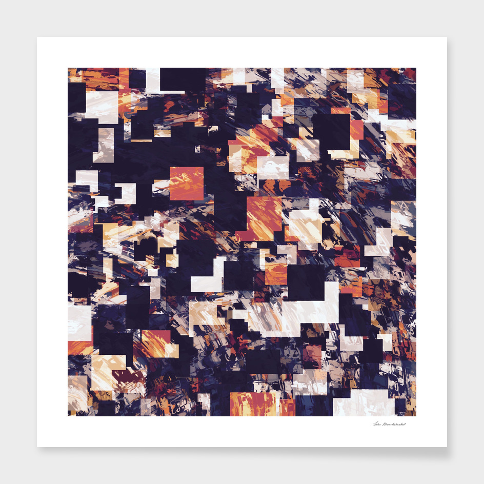 geometric square pixel pattern abstract in brown black