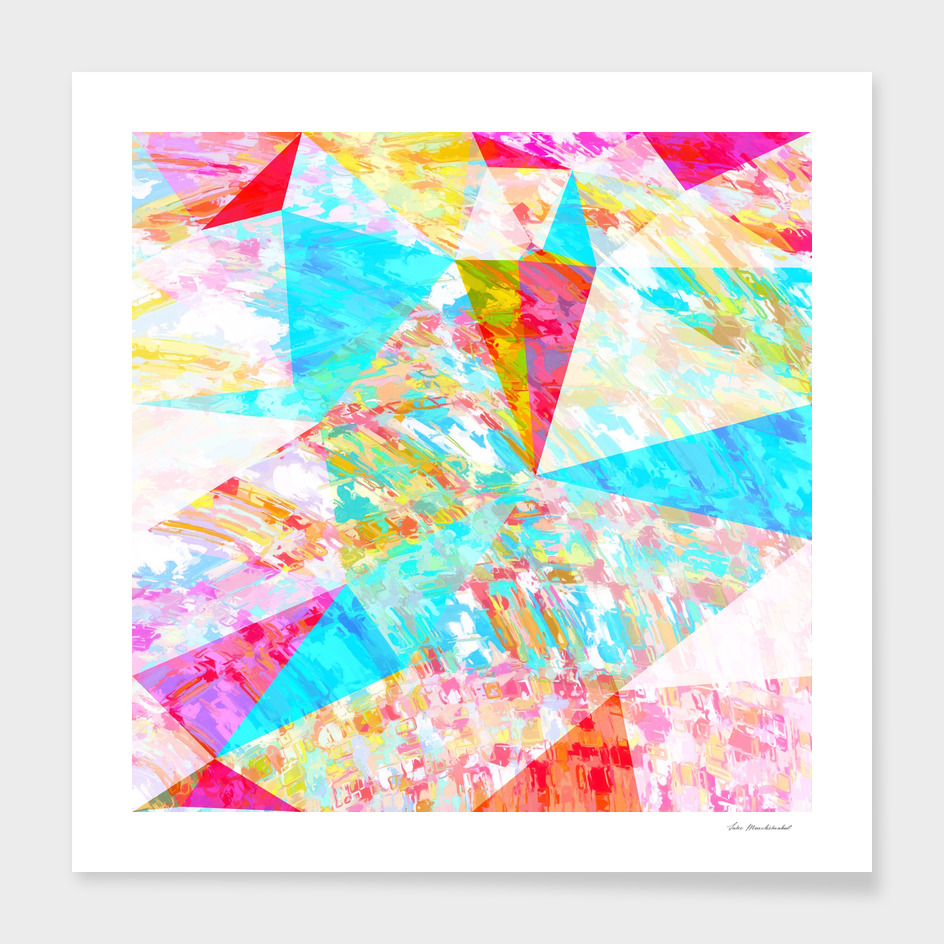 geometric triangle polygon pattern abstract in pink blue