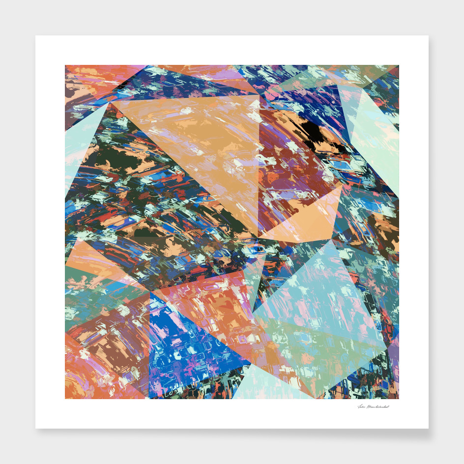 geometric triangle polygon pattern abstract in brown blue
