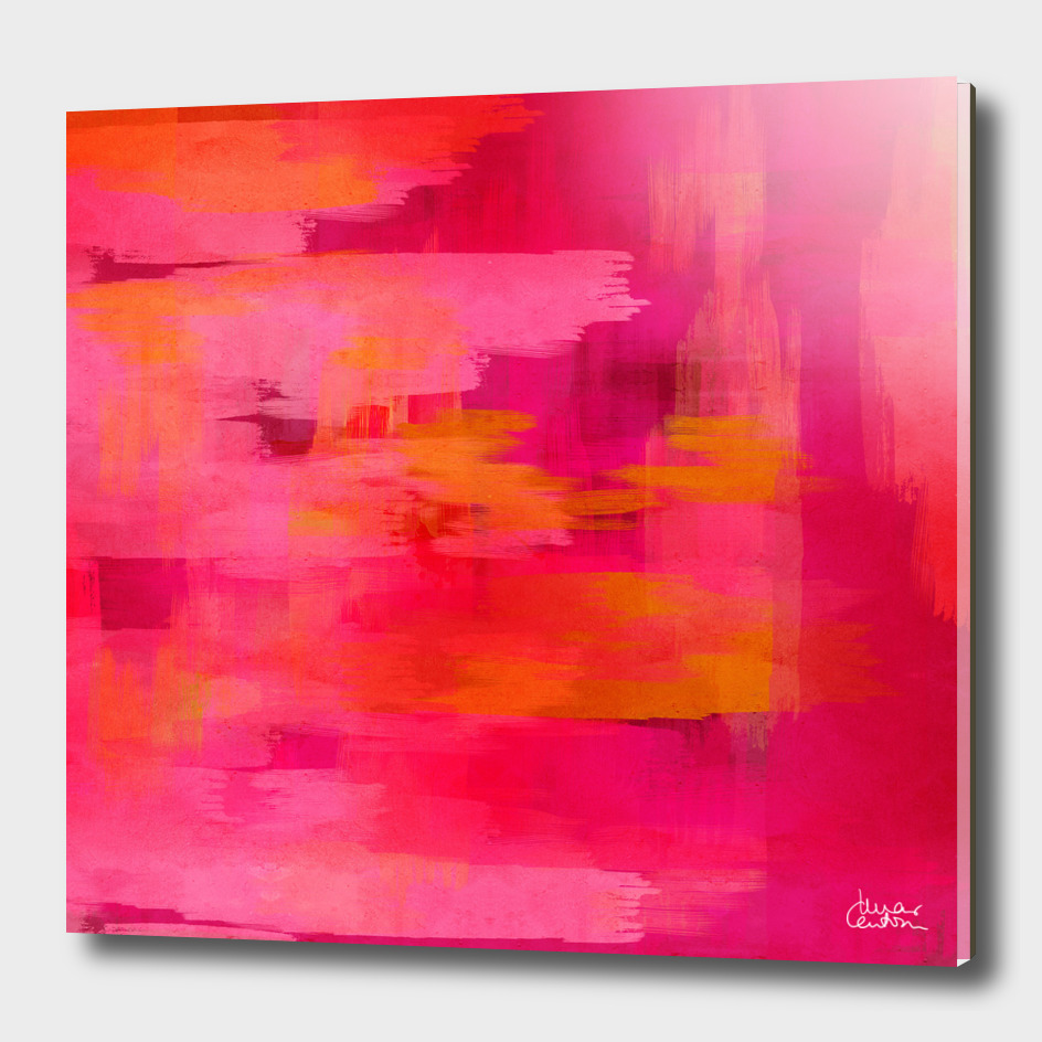 "Abstract brushstrokes in pastel pinks and oranges"