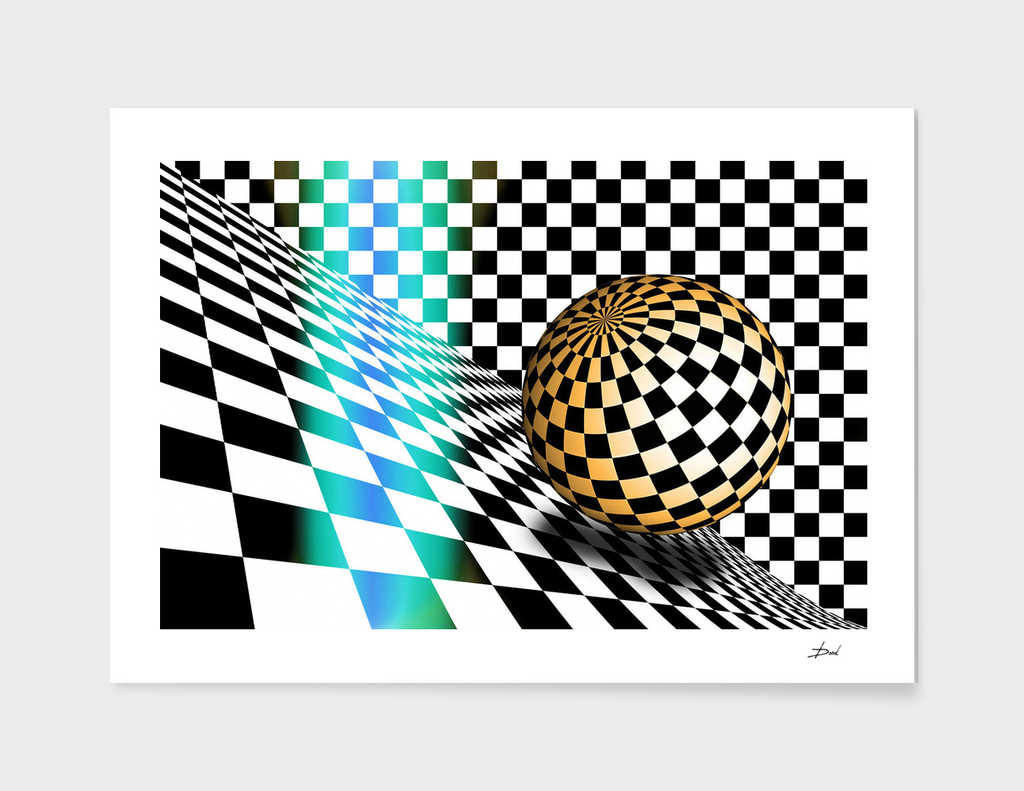 3d Sphere On Checkerboard