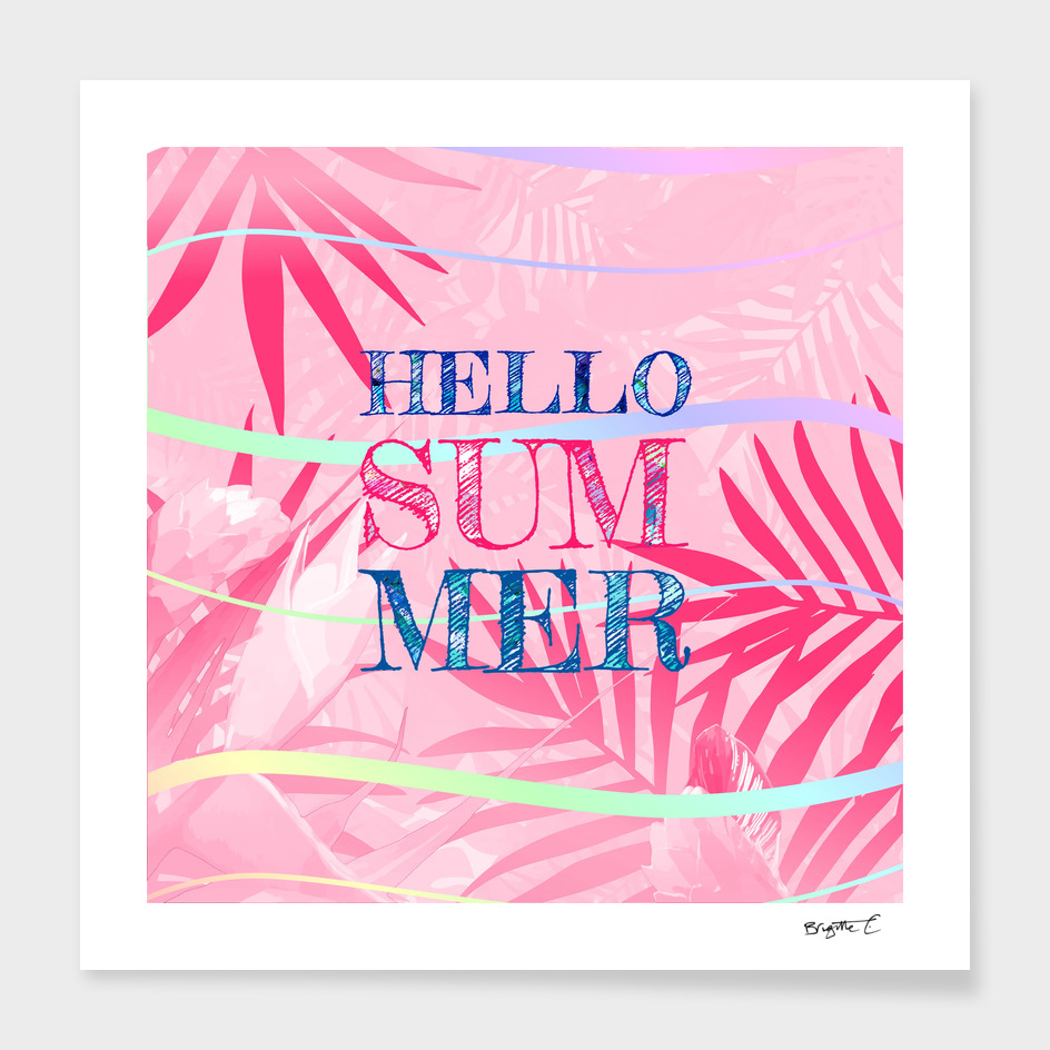 Hello Summer Typography Tropical in Pink