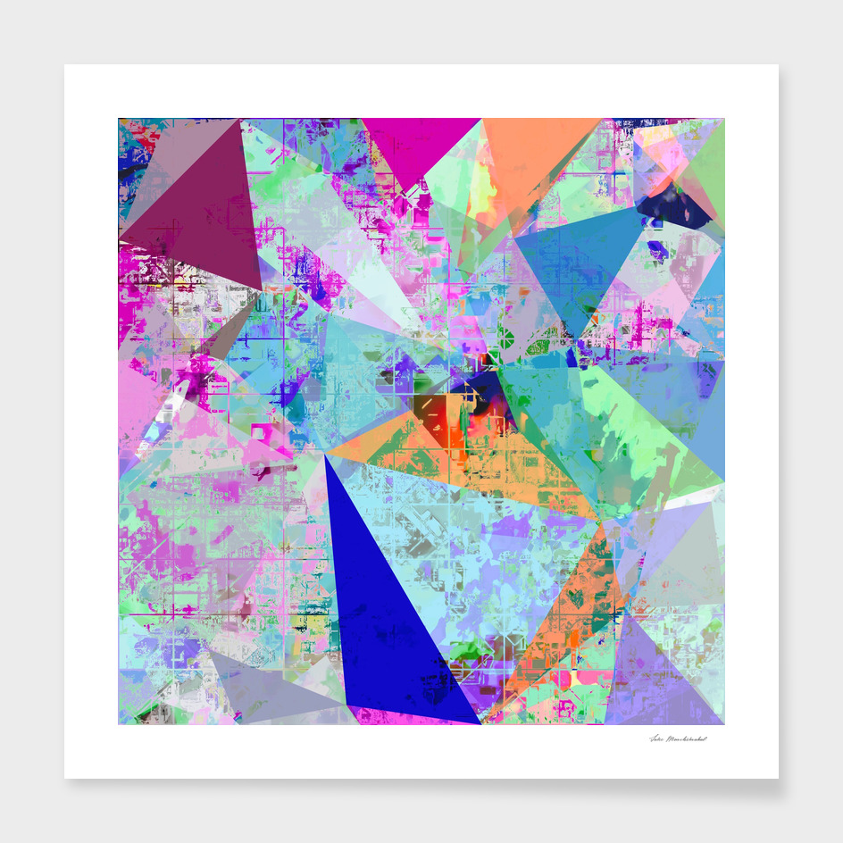 geometric triangle polygon pattern abstract in blue pink