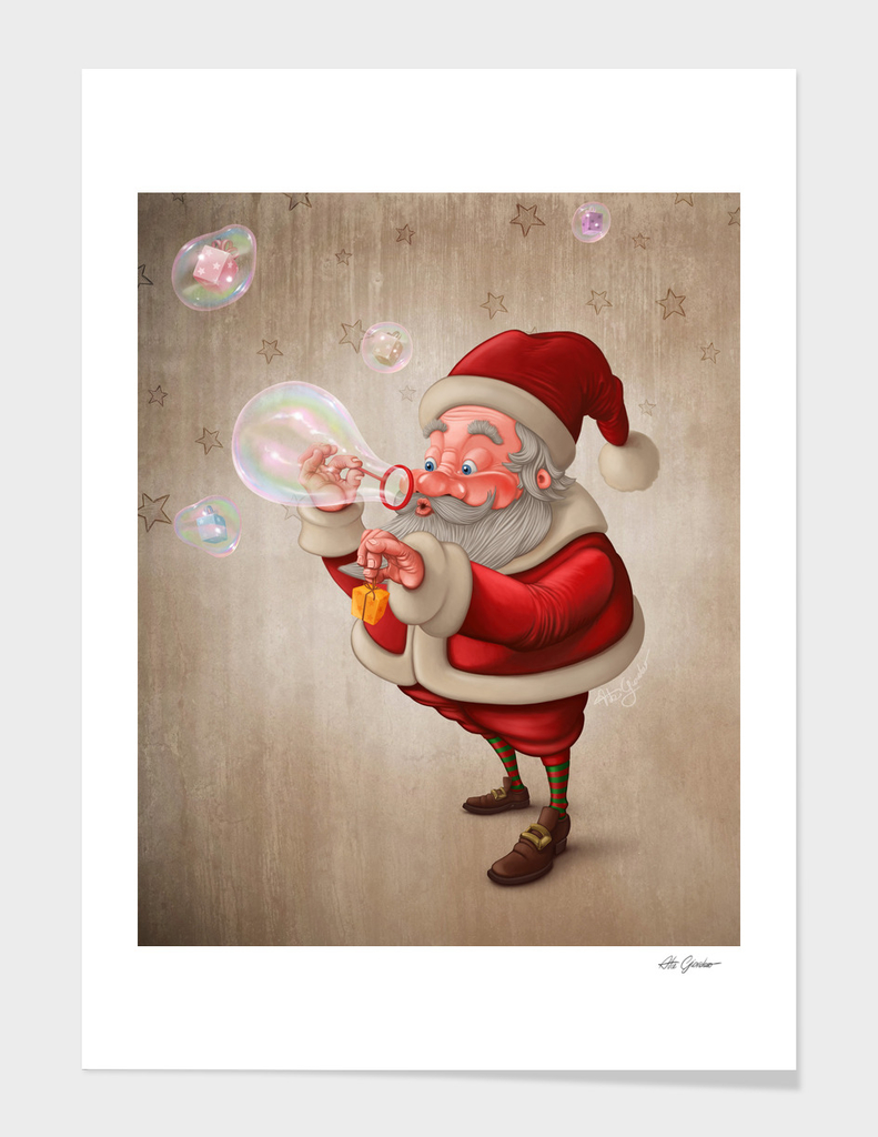 Santa Claus with bubble soap