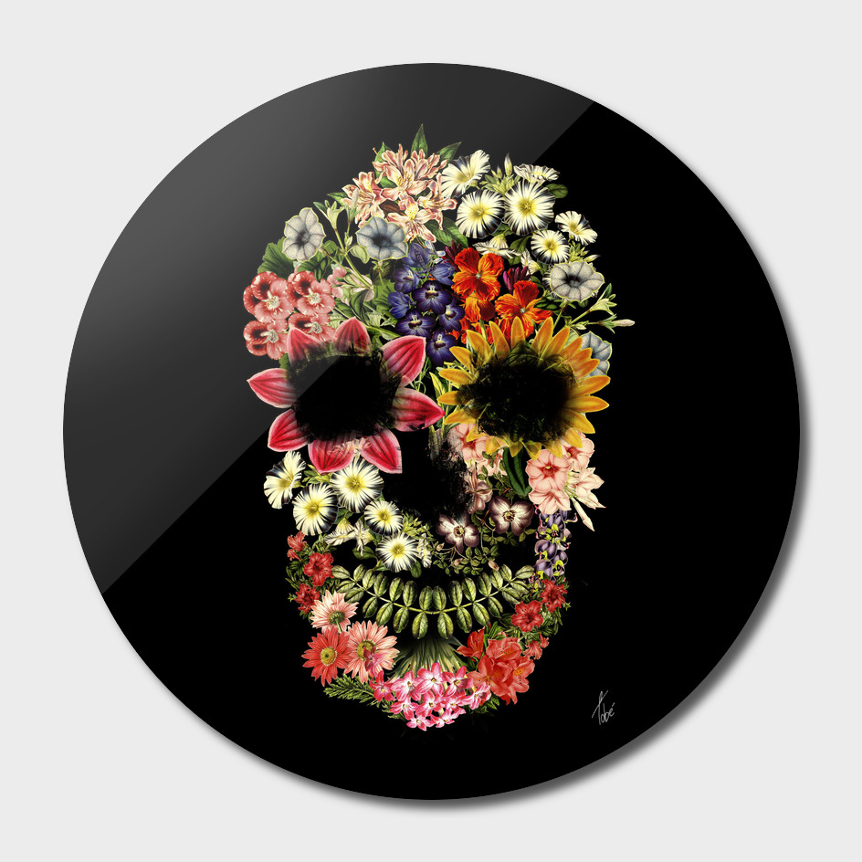 Floral Skull Vintage Black