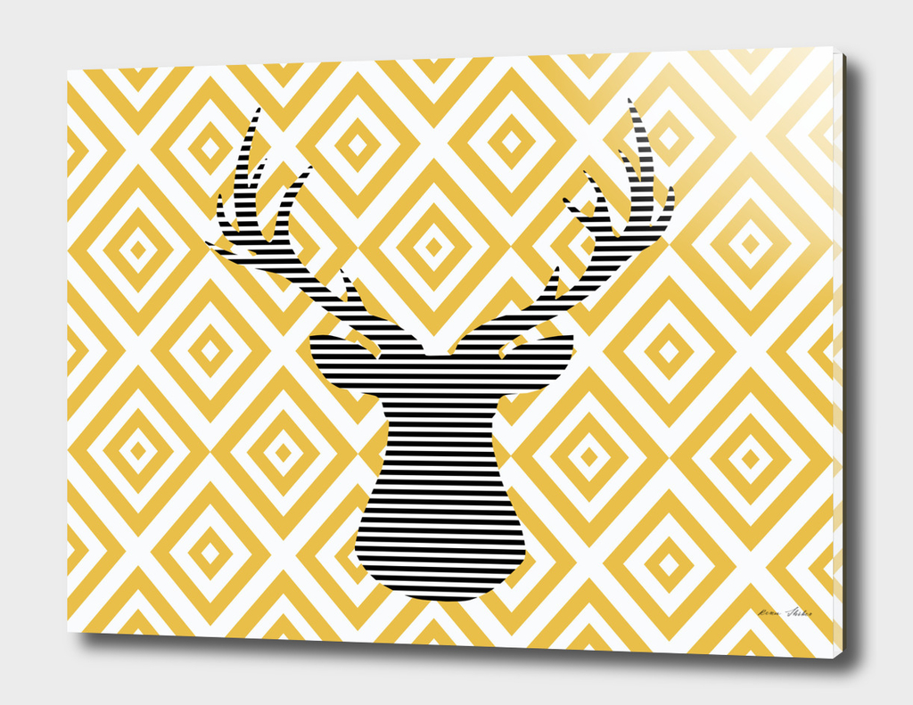 Deer - geometric pattern - beige.