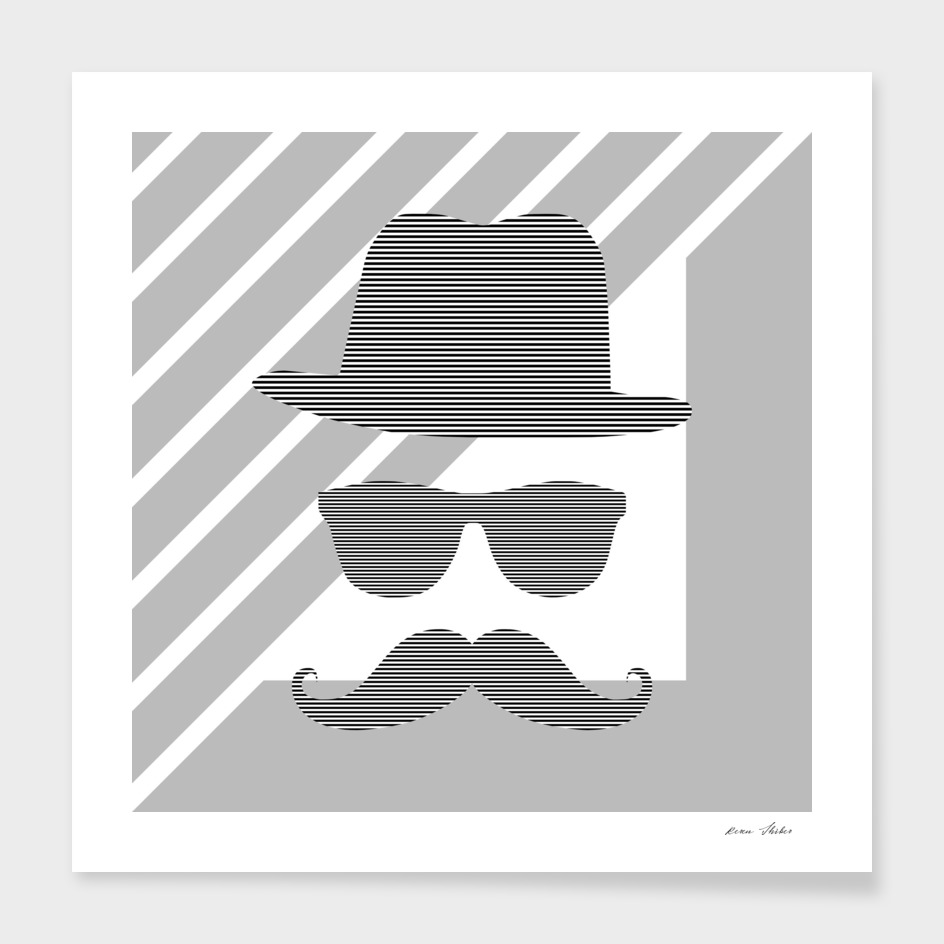 Man - hat, glasses, mustache - geometric.