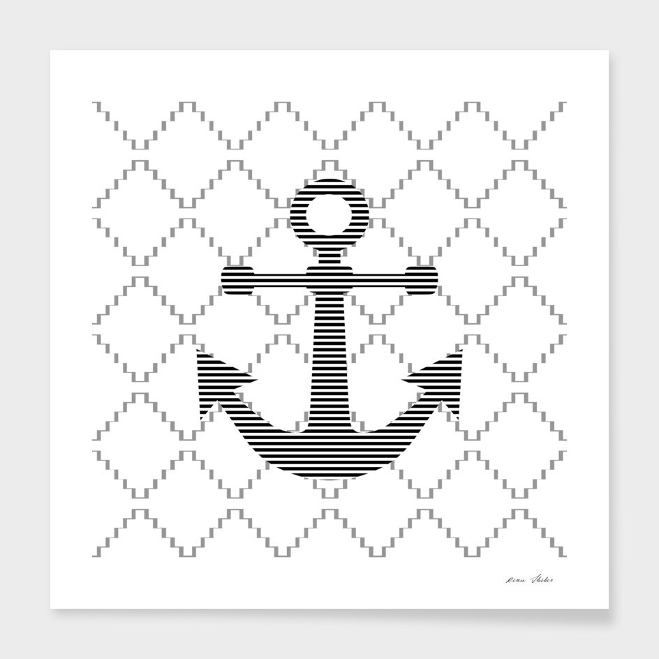 Anchor - geometric pattern - gray.