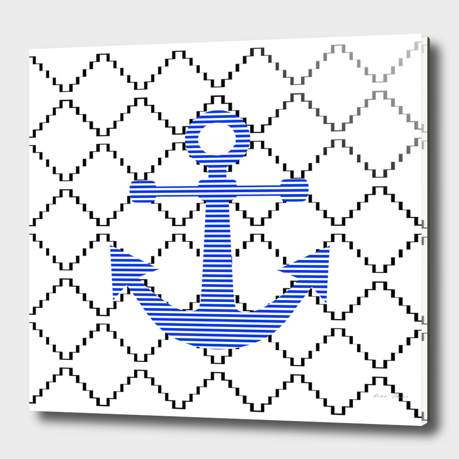 Anchor - geometric pattern - blue.