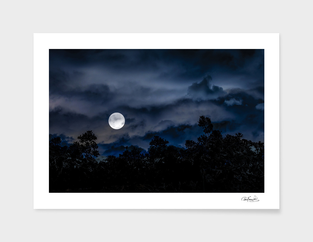 Moonscape Dark Scene Illustration Collage