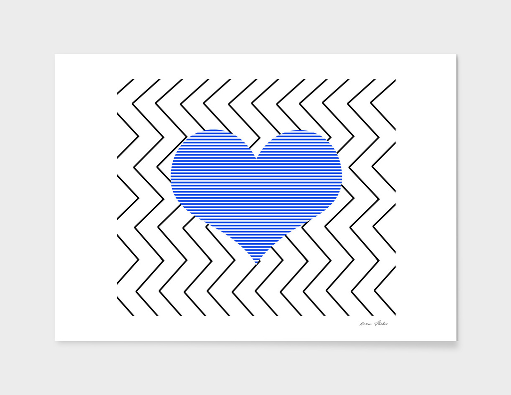 Heart - zigzag - blue.