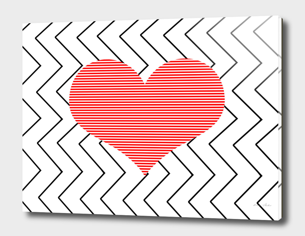 Heart - zigzag - red.