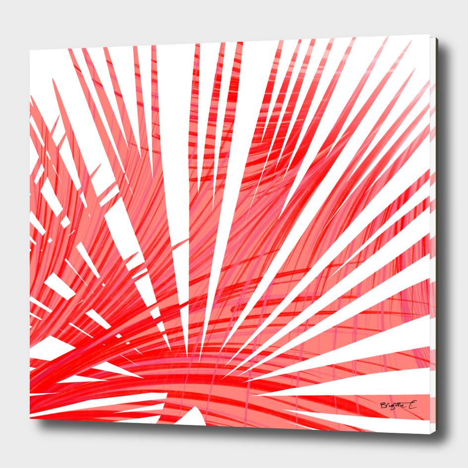 Tropical Flashy Fan Palm Leaves Abstract Design