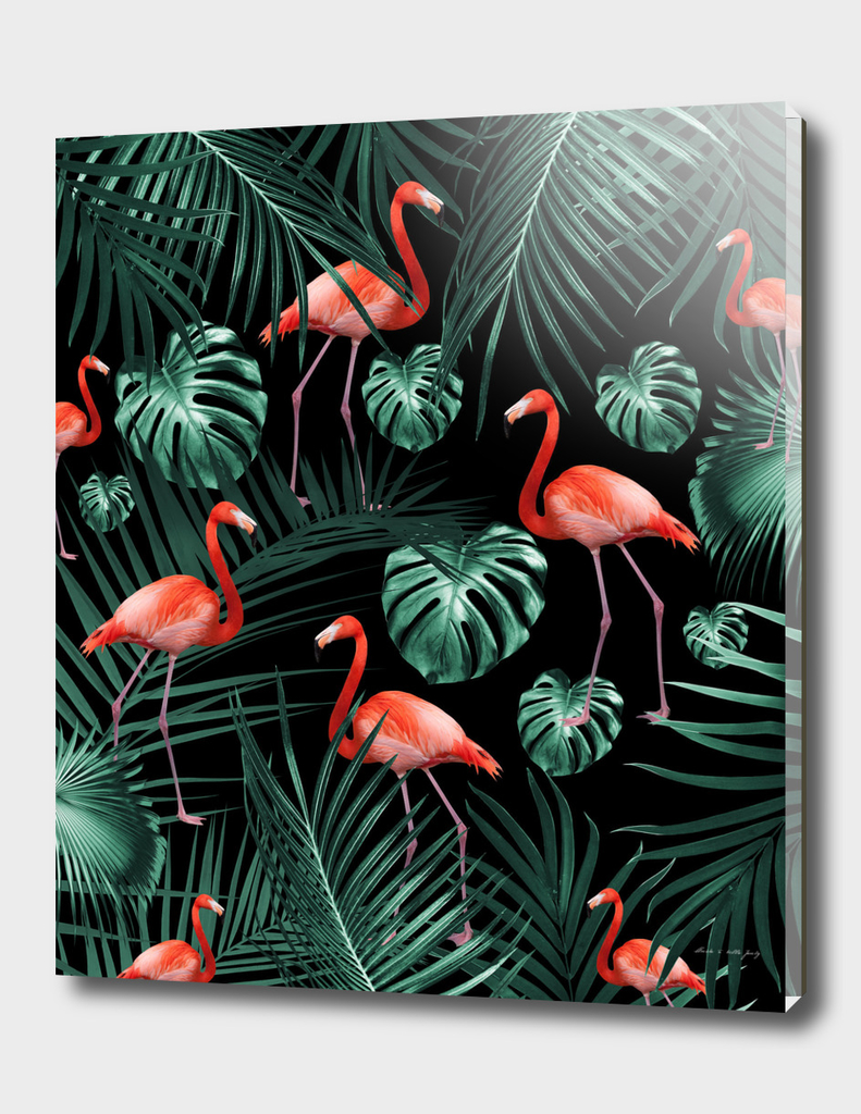 Tropical Flamingo Night Pattern #1