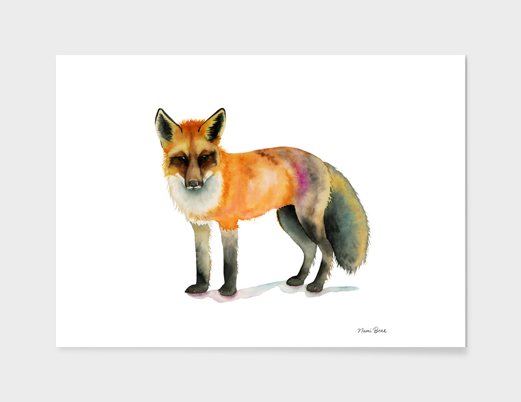 Orange Fox Watercolor Painting