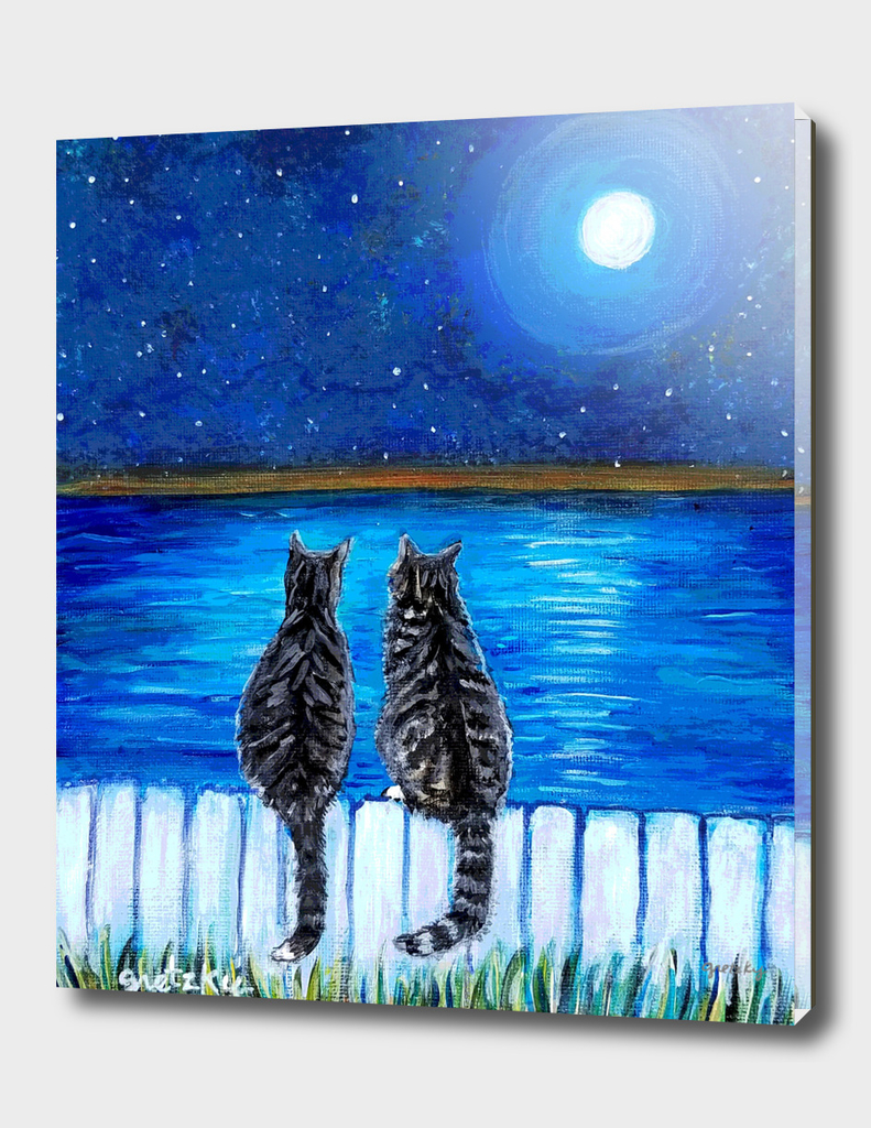 Tabby Cats in the Moonlight