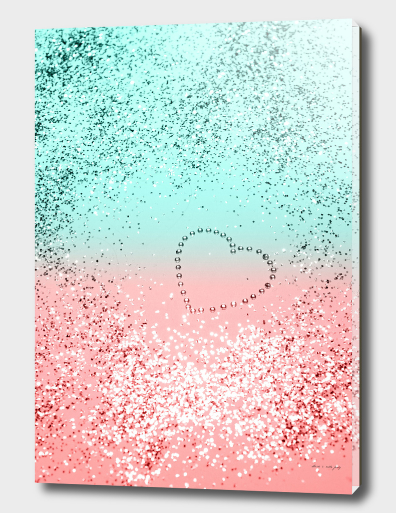 Summer Vibes Glitter Heart #1 #coral #mint #shiny #decor