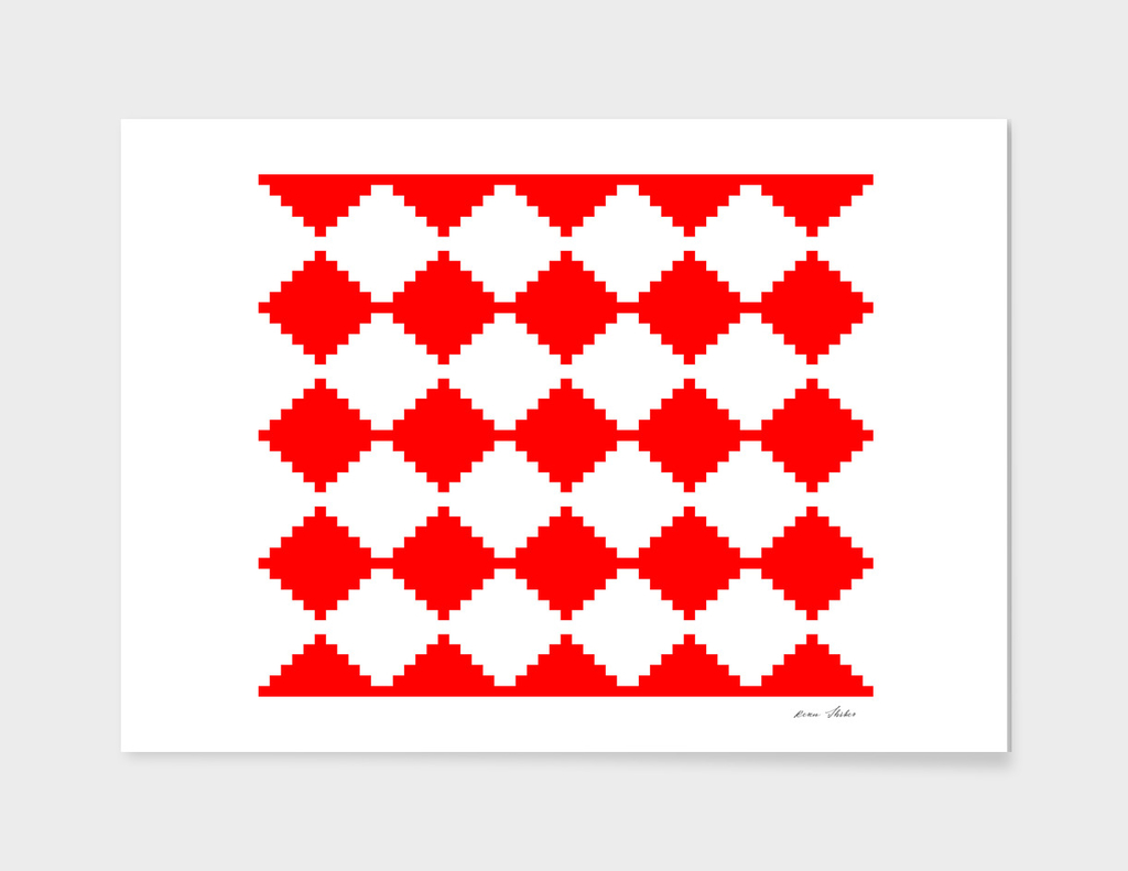 Abstract geometric pattern - red and white.