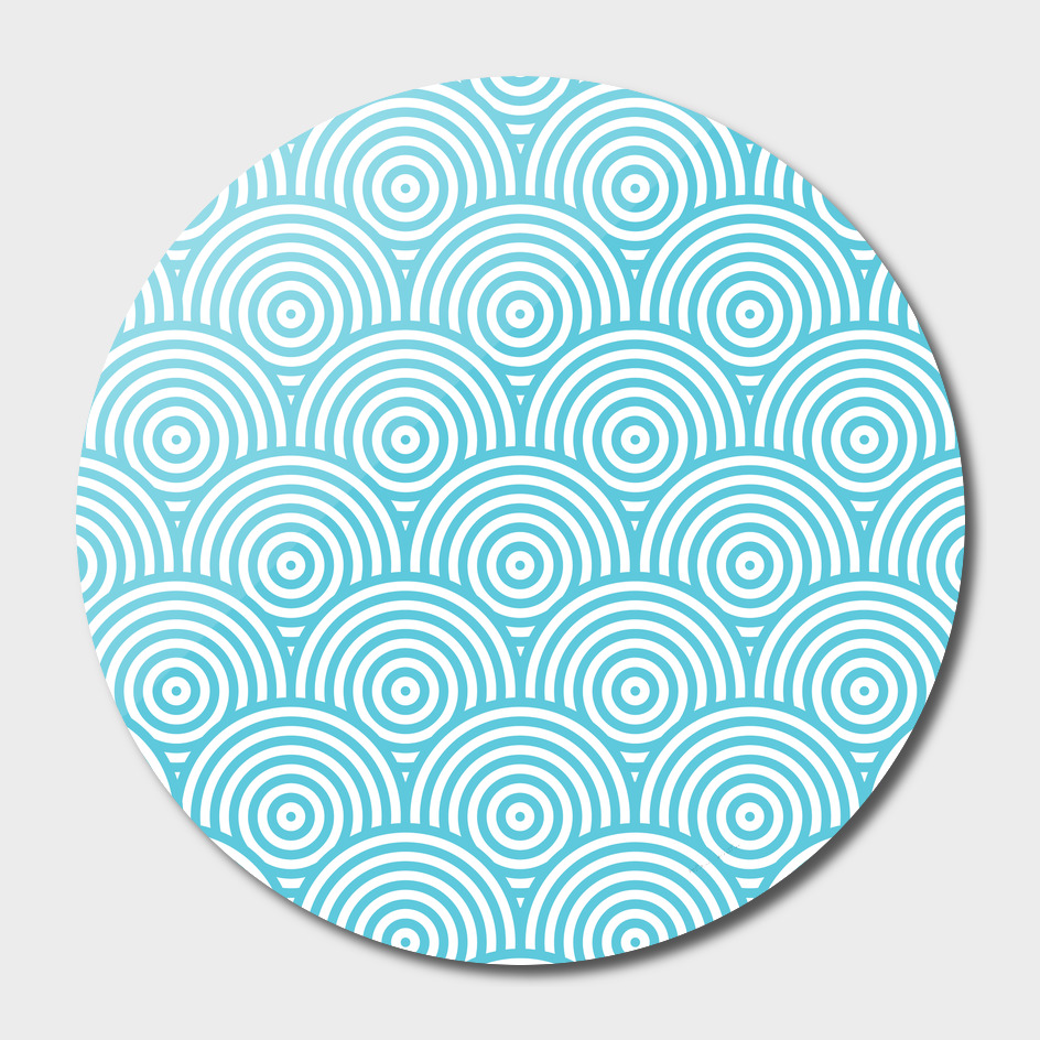 Geometric Scales Pattern - Light Blue & White #984