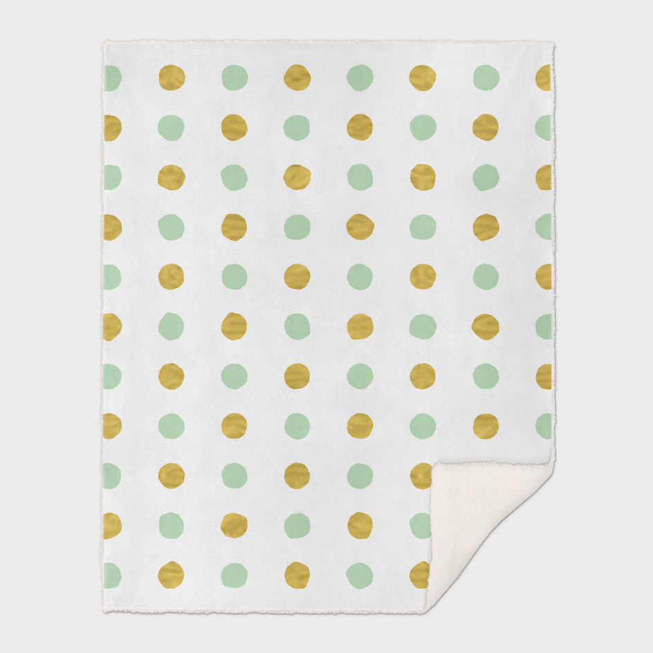 Circular Dalmatian Spots - Mint Green & Gold Foil #409