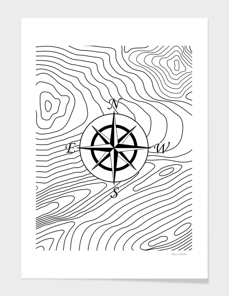 Topographic Line Pattern with Compass #797