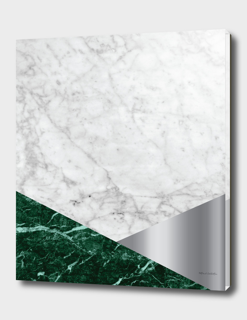 Geometric White Marble - Green Granite & Silver #999