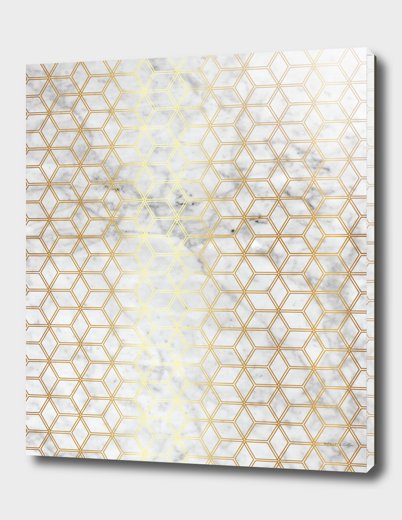Geometric Hive Mind Pattern - Marble & Gold #510
