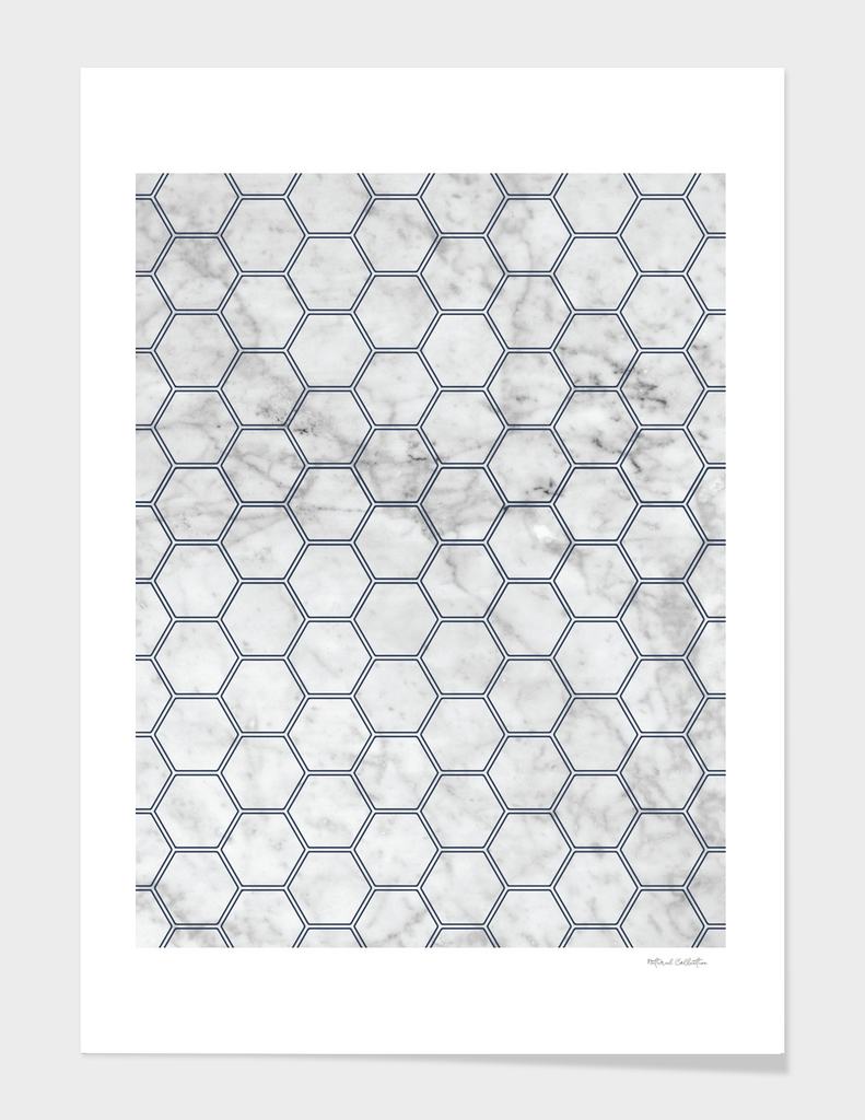 Geometric Honeycomb Pattern - Marble & Navy #871