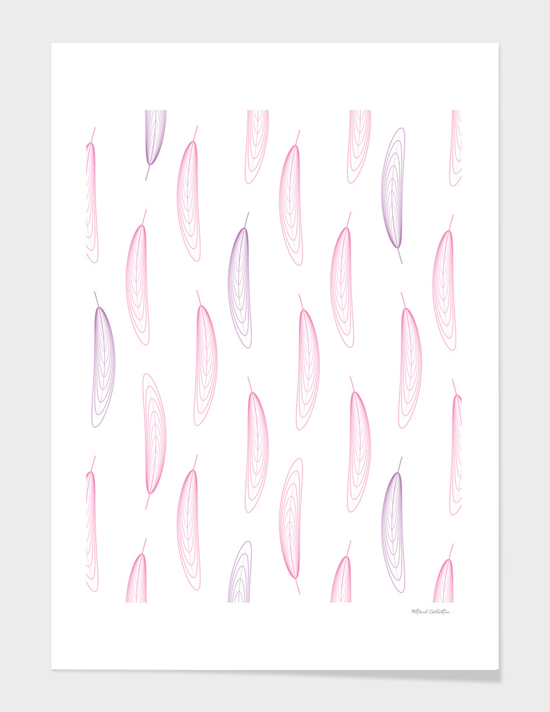 Large Geometric Feather Pattern - Pink & Purple #167