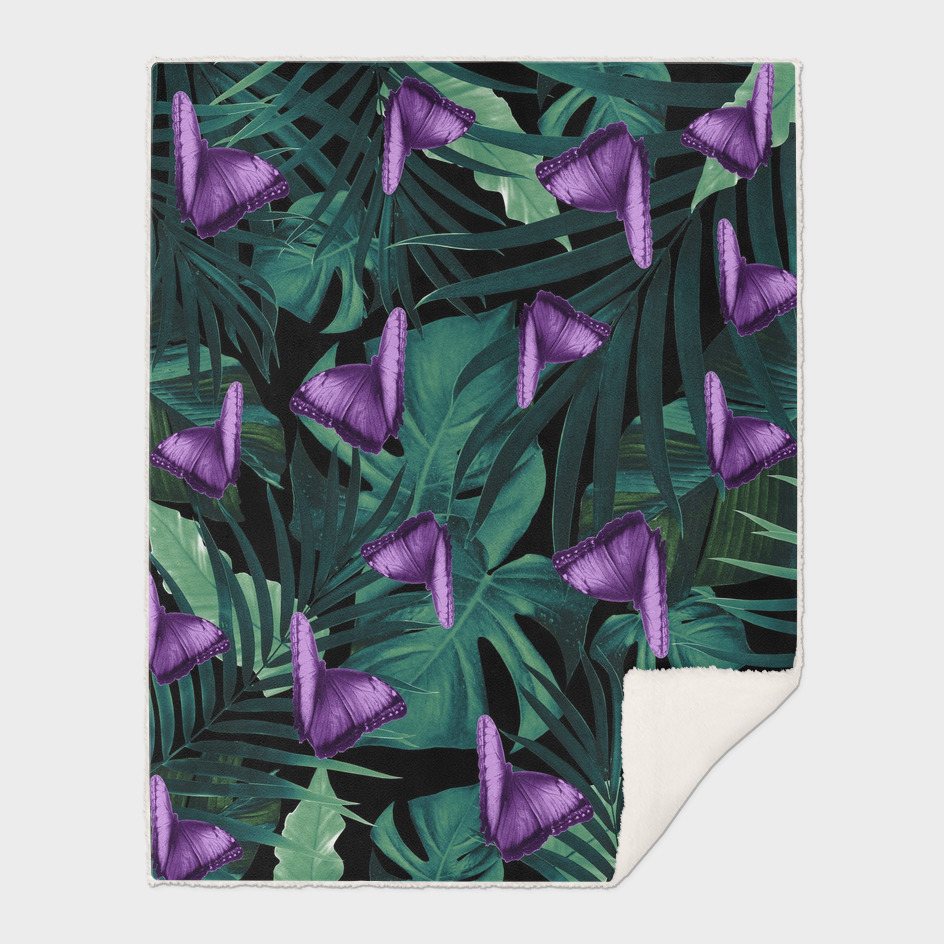 Tropical Butterfly Jungle Night Leaves Pattern #4 #tropical