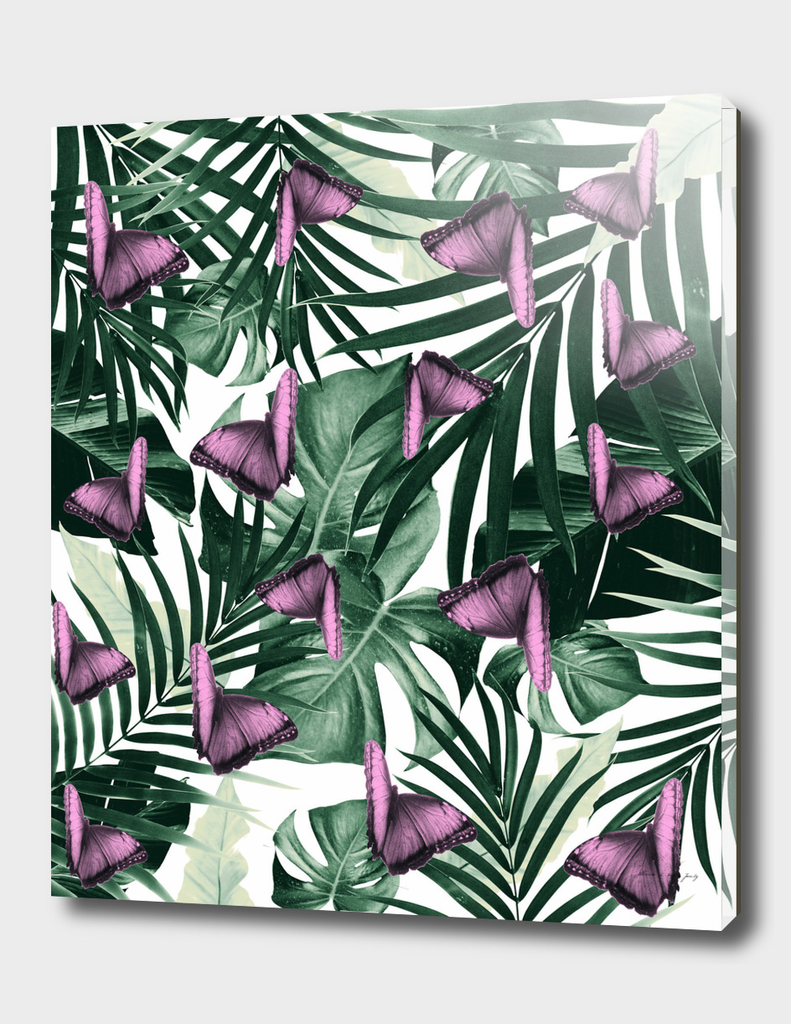 Tropical Butterfly Jungle Leaves Pattern #2 #tropical #decor