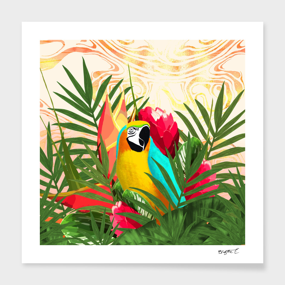 Parrot Tropical Bouquet Golden Marble